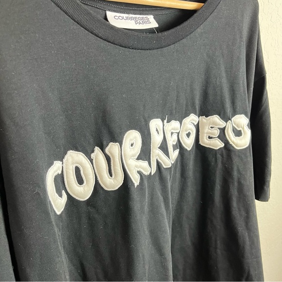 Courreges T Shirt Crew Neck Graphic Oversized Shirt Top - Picture 6 of 12